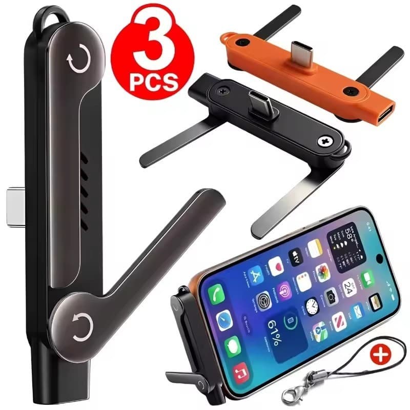 Adaptador De Suporte De Carregamento Rápido 3-1Pcs 240W-OTG Tipo C Macho Para USB Fêmea-Transferência De Dados Com Dobrá