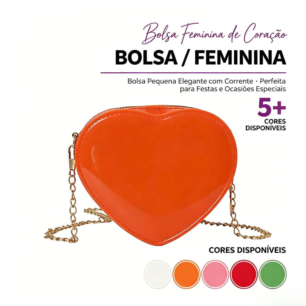 Elegante bolsa de corrente em formato de coração – Presente para o Dia dos Namorados
