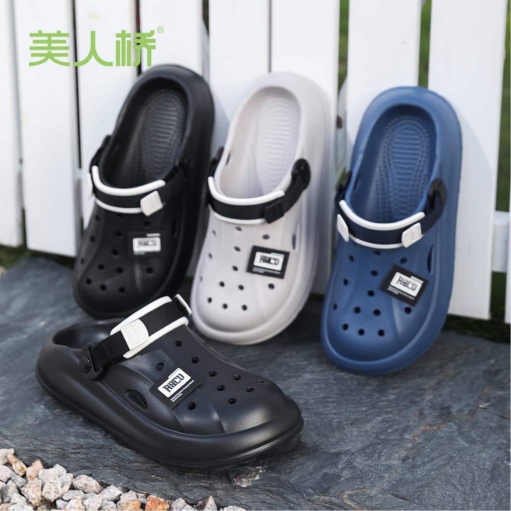 Beleza ponte buraco sapatos masculinos verão novo estilo exterior usar sola grossa antiderrapante praia não-absorvente r
