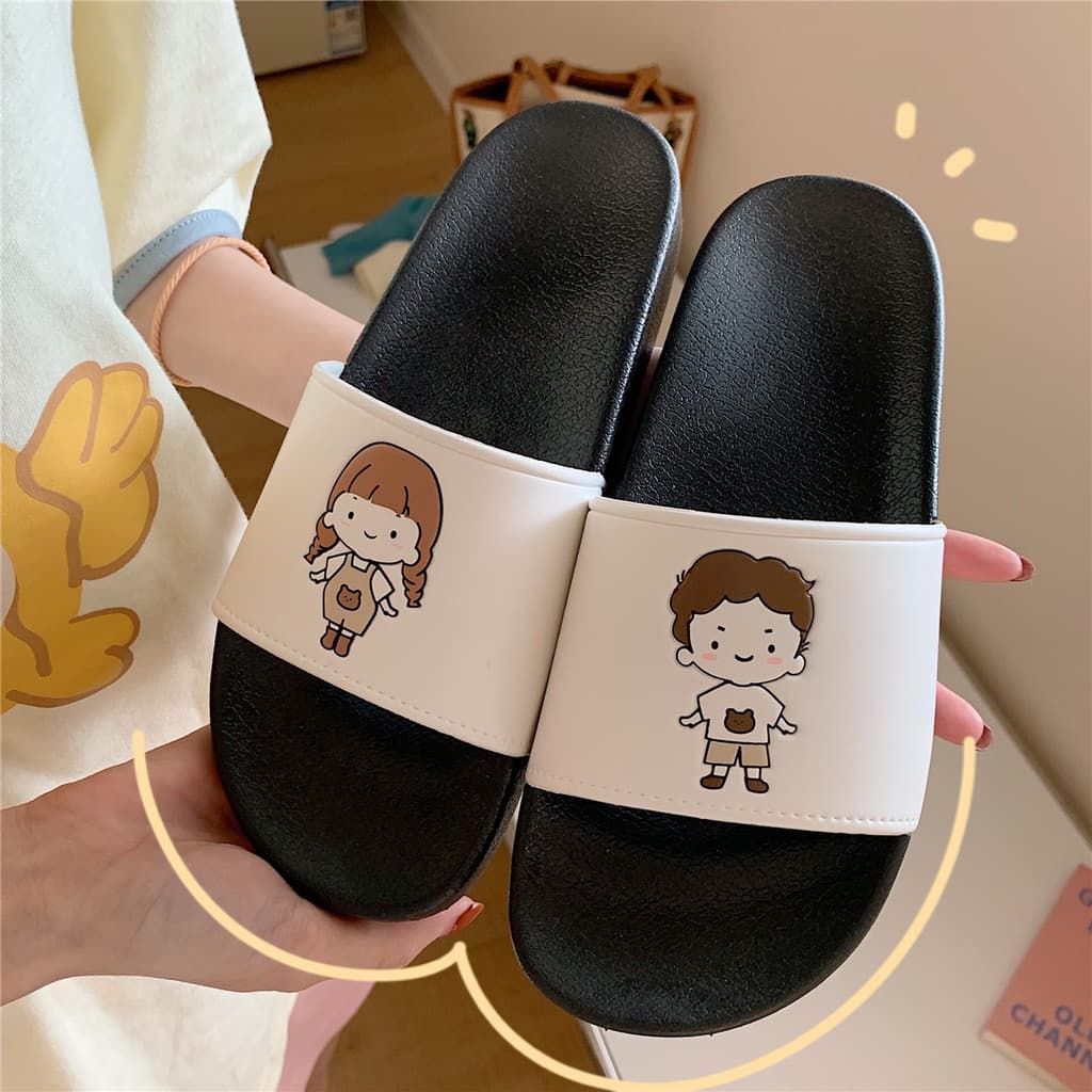 Chinelos femininos verão novo estilo casa antiderrapante banheiro banho lazer sola macia bonito dos desenhos animados es