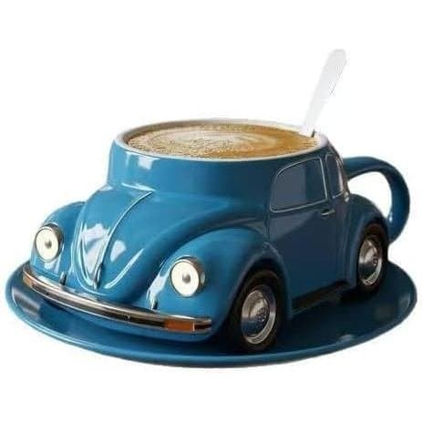 Caneca de Resina Vintage em Forma de Fusca Azul 12oz - Caneca de Café Retro em Forma de Carro UI0Y