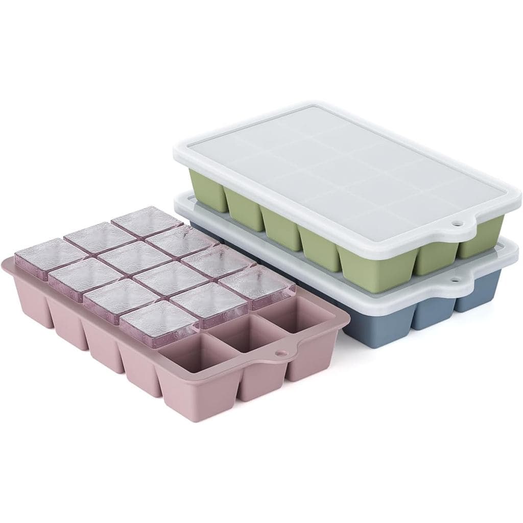 Forma de Gelo de Silicone, Pacote com 3, Molde de Gelo HANCELANT, Formas de Gelo para Freezer com Tampa para Whisky, Com