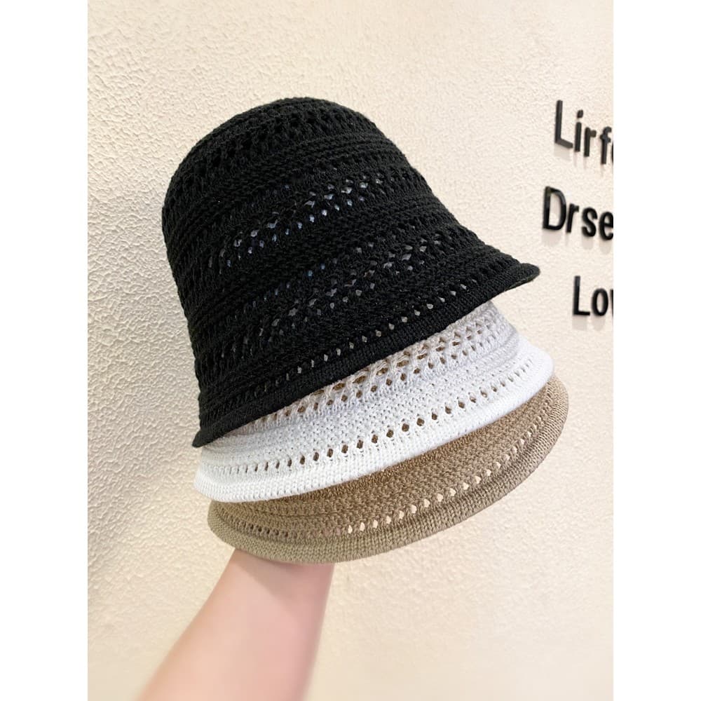 Verão oco respirável malha balde chapéu feminino All-Match viagem pára-sol dobrável balde chapéu moda Casual balde chapé