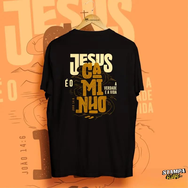 Camiseta Cristã Masculina Streetwear Jesus é o Caminho 100% Algodão Unissex