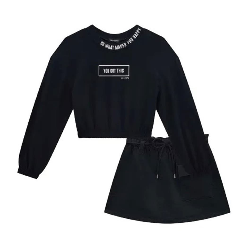 Conjunto Feminino Inverno Blusão Box e Shorts Saia VIC&VICKY