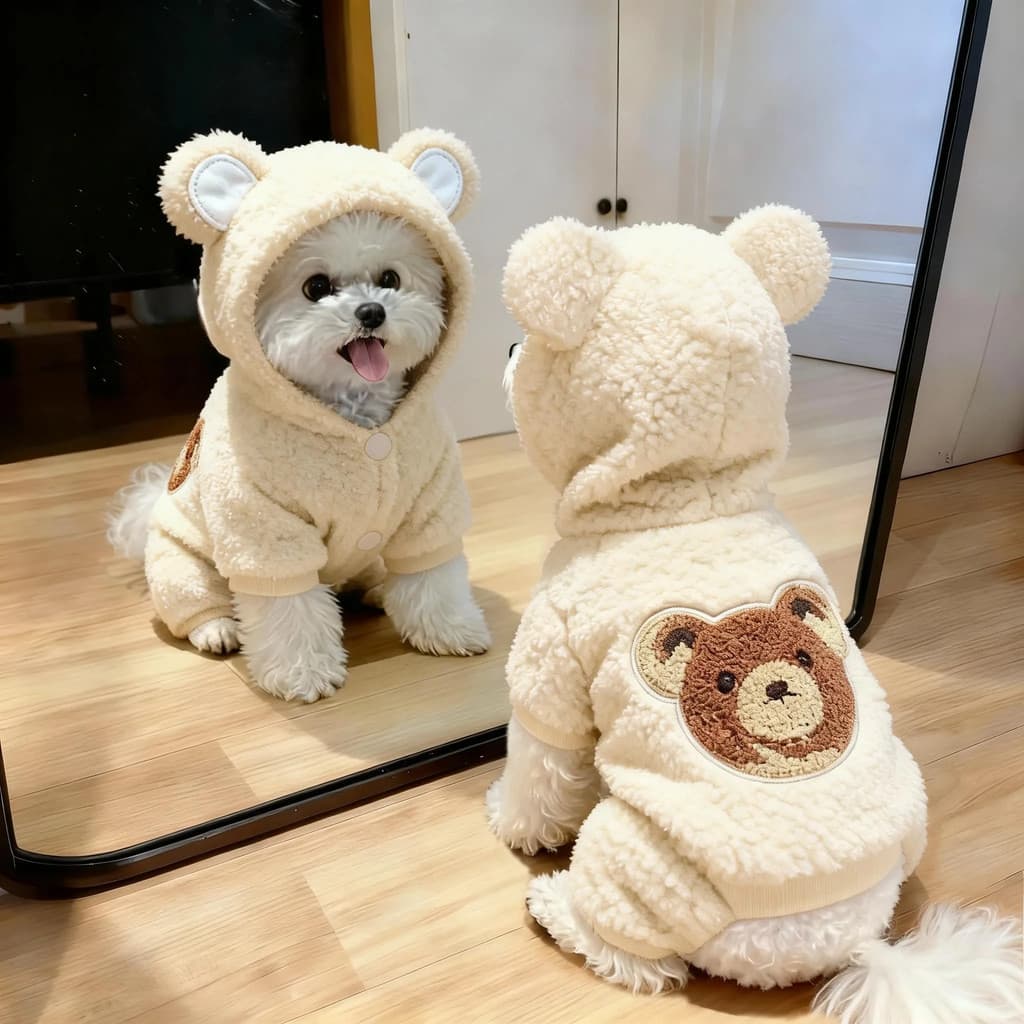 Roupas para cães roupas de inverno urso com capuz roupas de quatro patas Teddy Bichon cães pequenos gatos roupas para an