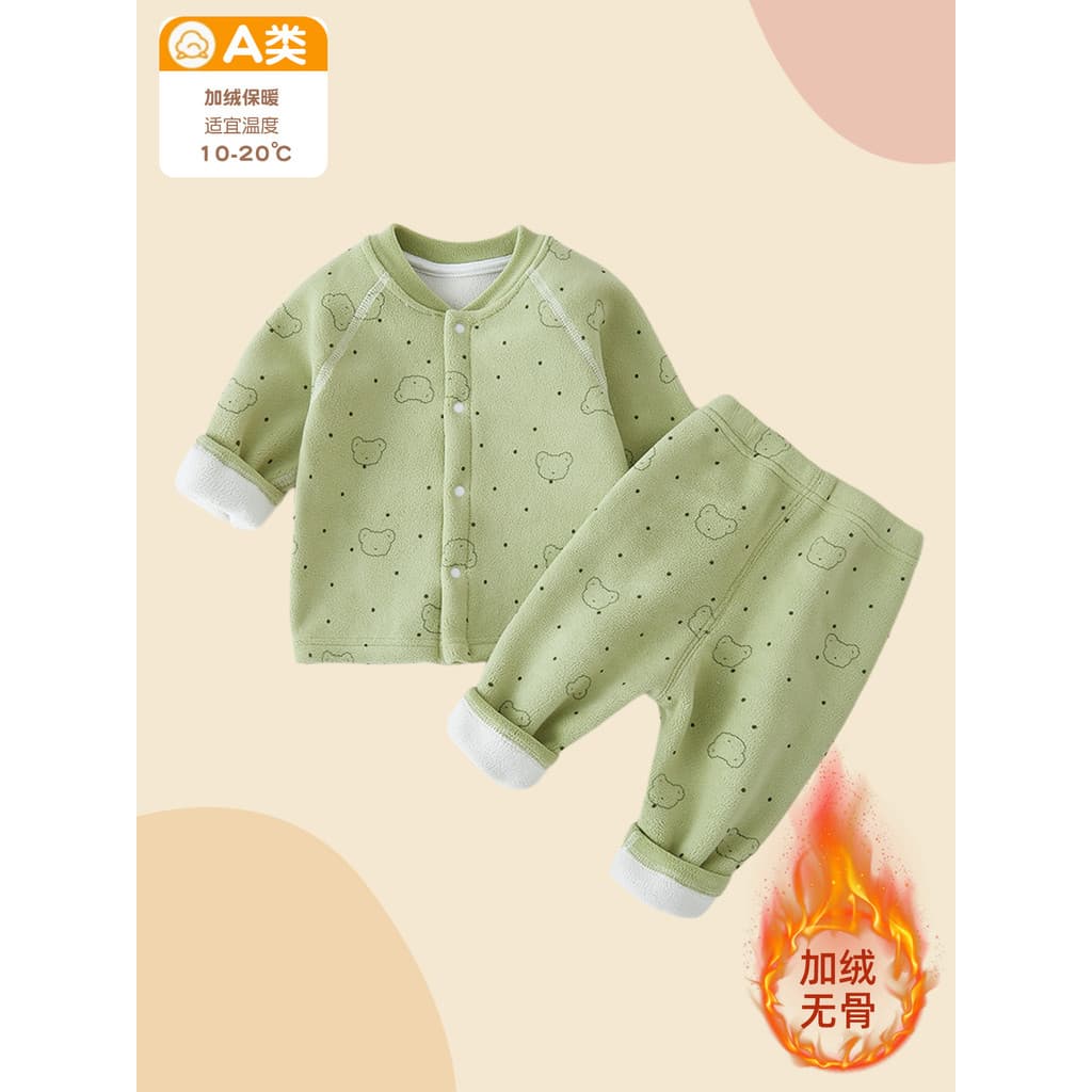 Crianças roupas de bebê velo outono conjunto outono inverno quente engrossado conjunto de duas peças dividir masculino f