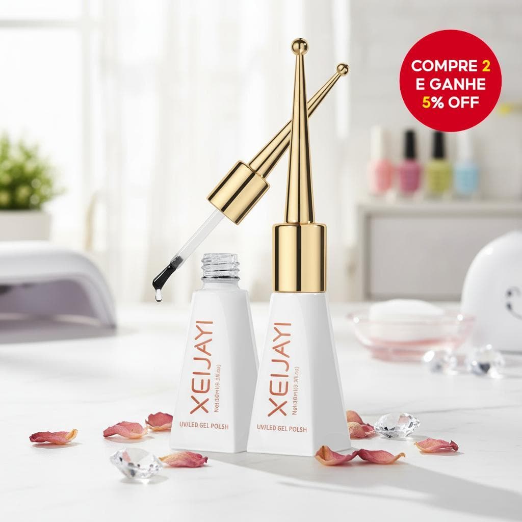 XEIJAYI 2pcs 10ml Gel Top & Base Coat Set, Top Coat Fosco Sem Limpeza, Longa Duração, UV, Esmalte Gel Soak Off