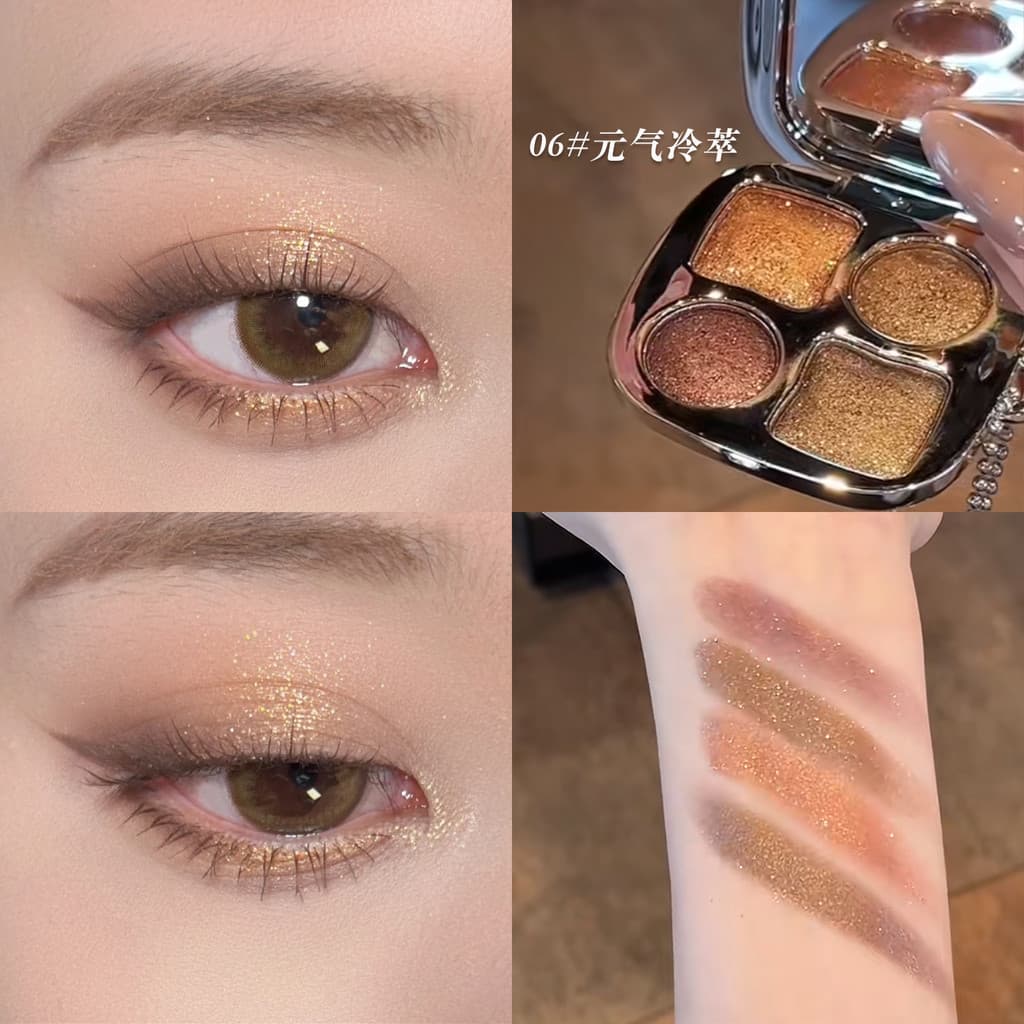 Paleta de sombras genuína do Winnie the Pooh, maquiagem leve diária, baixa saturação, terra, quatro cores, lantejoulas p