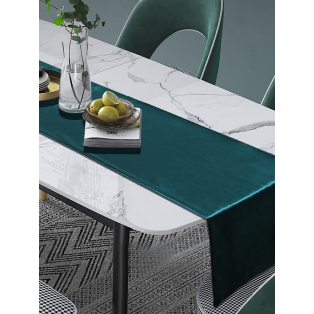 Corredor de mesa de veludo italiano, tecido nórdico, toalha de mesa europeia, longa, moderna, simples, corredor de cama,