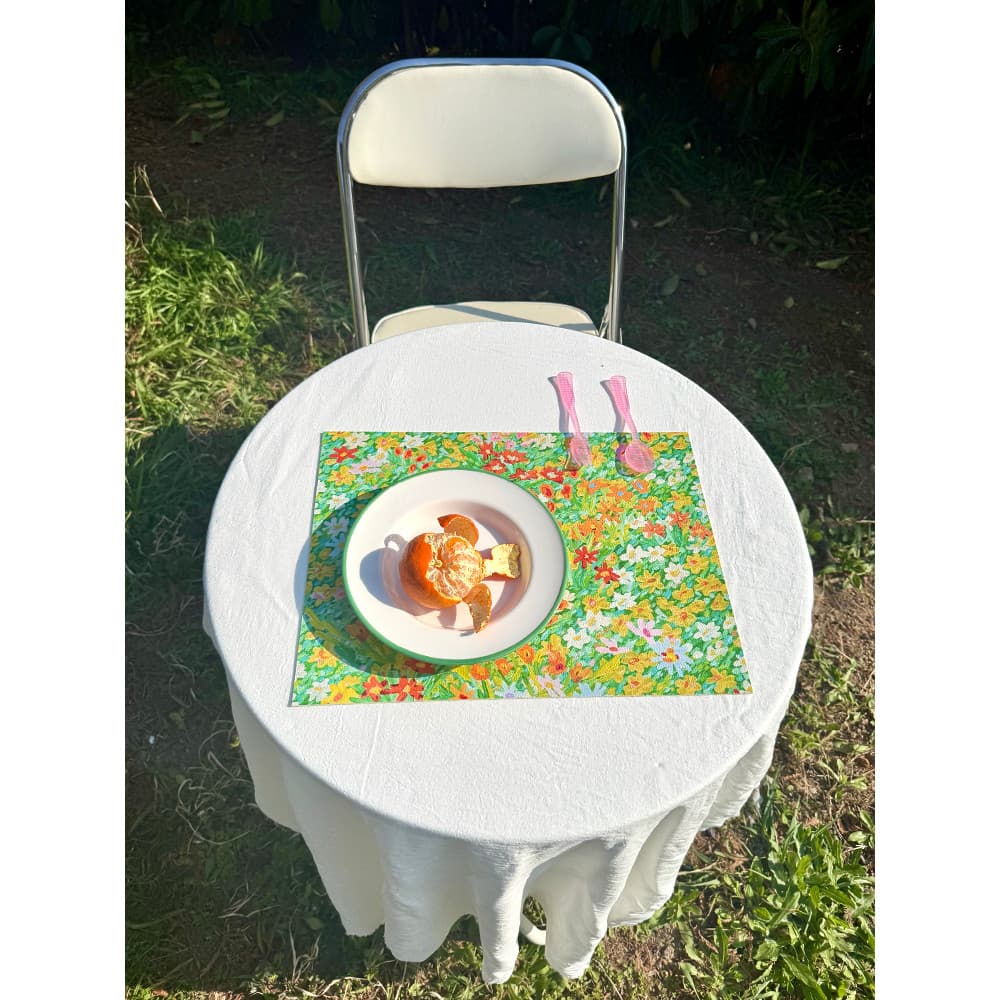 Dopamina Placemat ao ar livre estilo coreano ins primavera flor rosa Floral couro impermeável à prova de pimenta óleo se