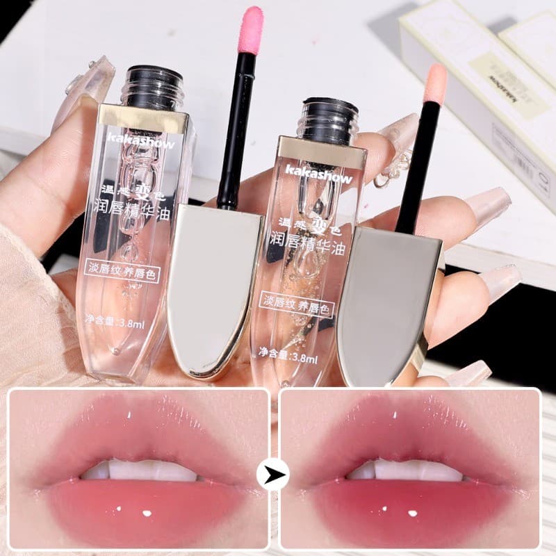 Kakashow Óleo Labial Que Muda De Cor Quente-Cosméticos Para Cuidados Com Os Lábios-Brilho Espelhado-Linhas Labiais Desbo