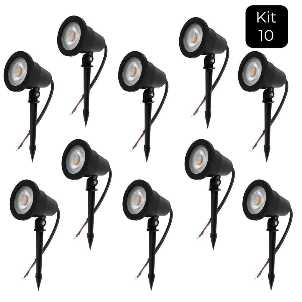 Kit 10 Luminária Espeto Jardim Luz Led 7w Prova D'água IP65 Externo Iluminação Focal