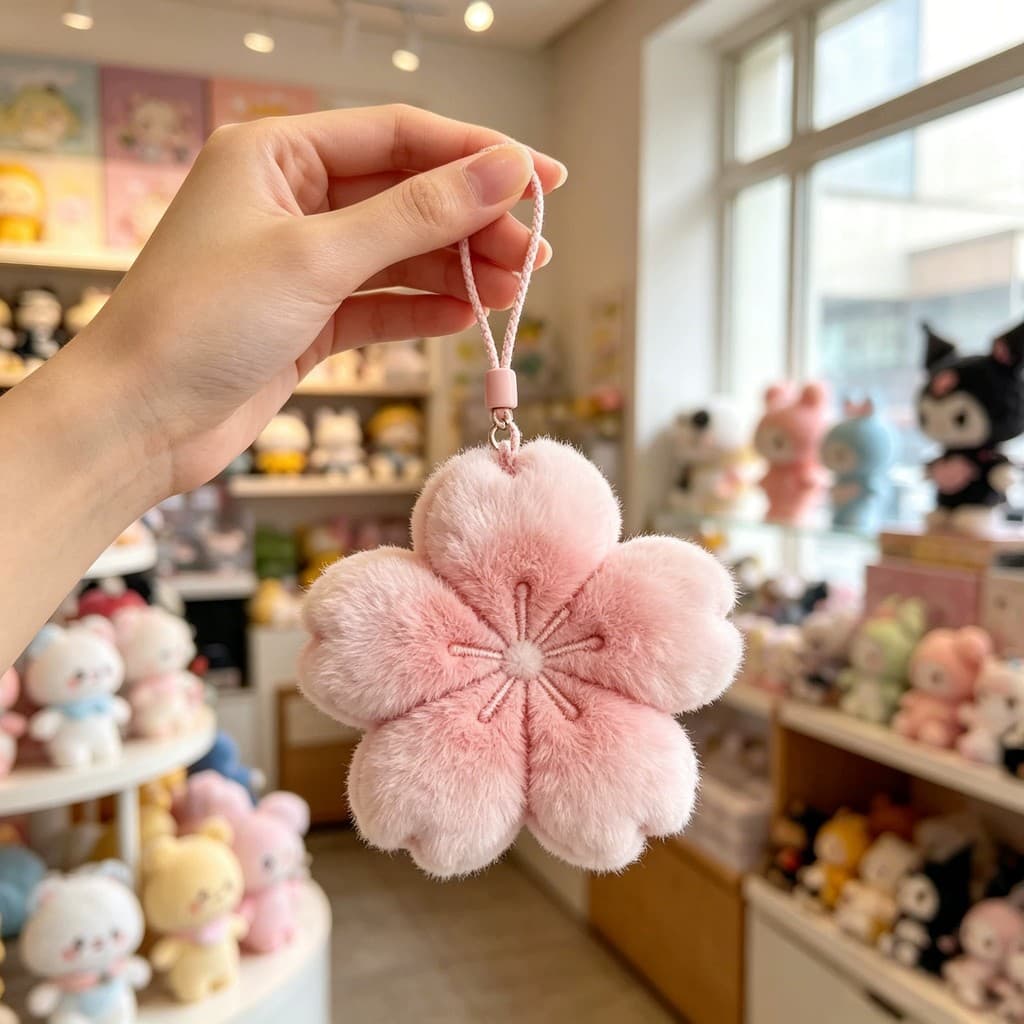 Original série flor de cerejeira cura boneca de pelúcia pingente chaveiro bonito presente da menina para namoradas mochi