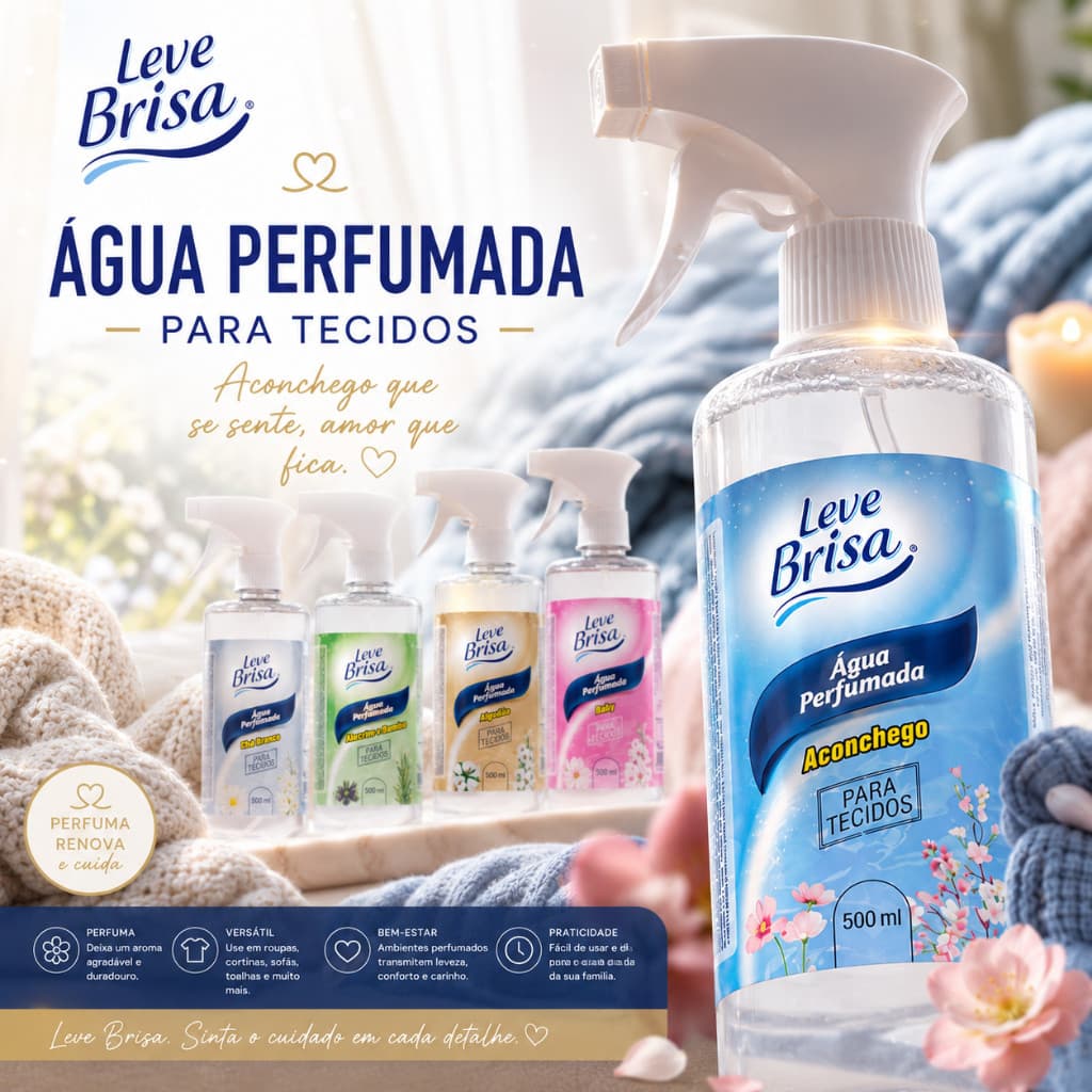 Agua Perfumada 500ml Para Roupas Tecidos Lençois