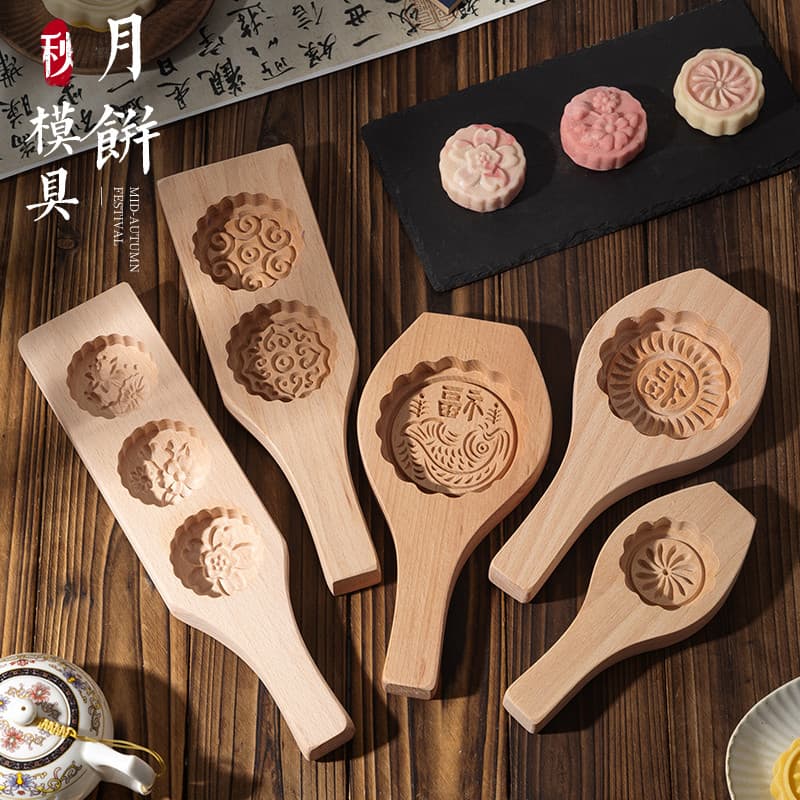 Mooncake molde Mung bolo de feijão pele de neve pão cozido no vapor de madeira doméstico artesanal carne fresca mooncake