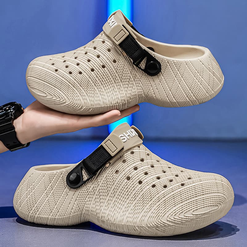Buraco sapatos masculinos verão ao ar livre usar antiderrapante esportes sandálias de praia escritório masculino dupla u