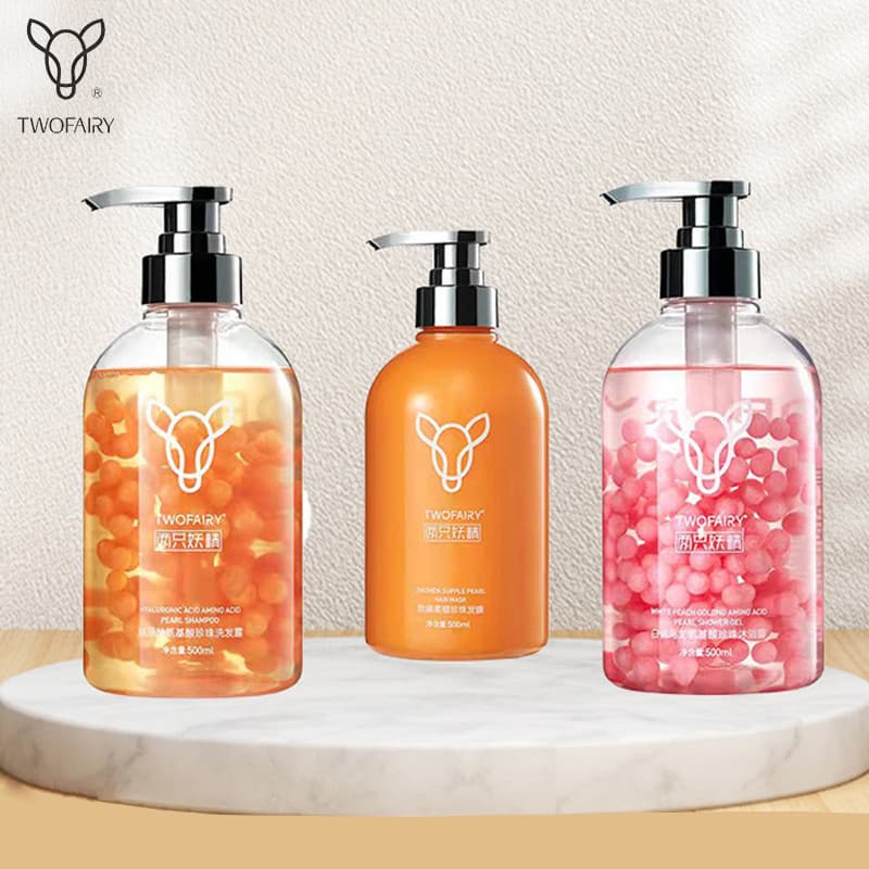Conjunto de lavagem corporal com duas fadas, Shampoo de aminoácidos, lavagem corporal, suavizante fofo, melhora o Frizz,