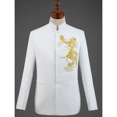 Gola alta bordado traje chinês desempenho de palco cantor coro estilo chinês étnico chinês montanha traje arte exame mas