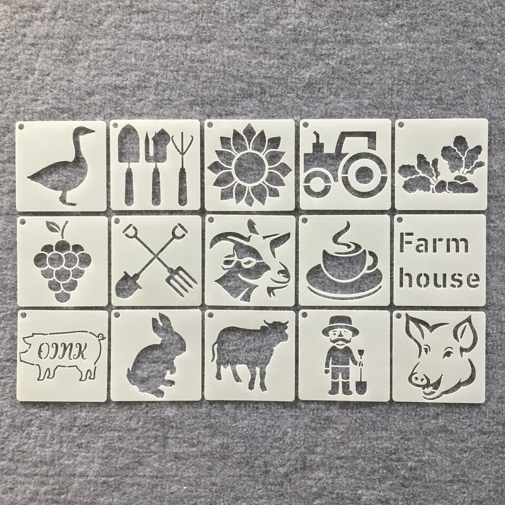 Nova vida Pastoral gráficos pintura das crianças bolo biscoito pintura em Spray auxiliar oco prancheta modelo régua