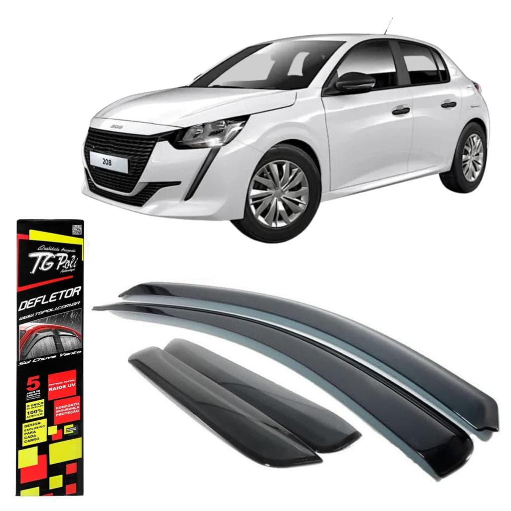 Calha de Chuva Acrílica Defletora Slim Peugeot 208 2º Geração 2021/2025 TG Poli-20.011