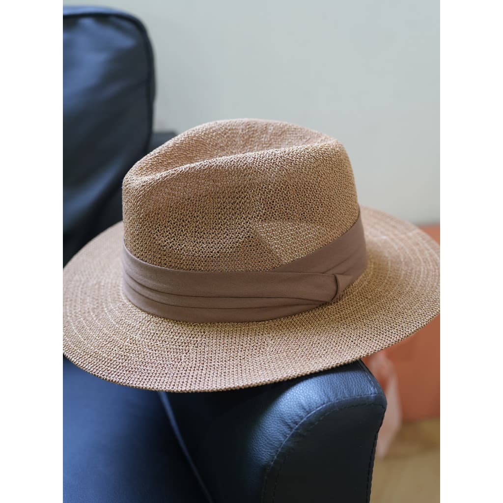 Simples unissex fio de palha cáqui panamá chapéu de palha feminino verão viagem férias chapéu de sol lazer Jazz chapéu