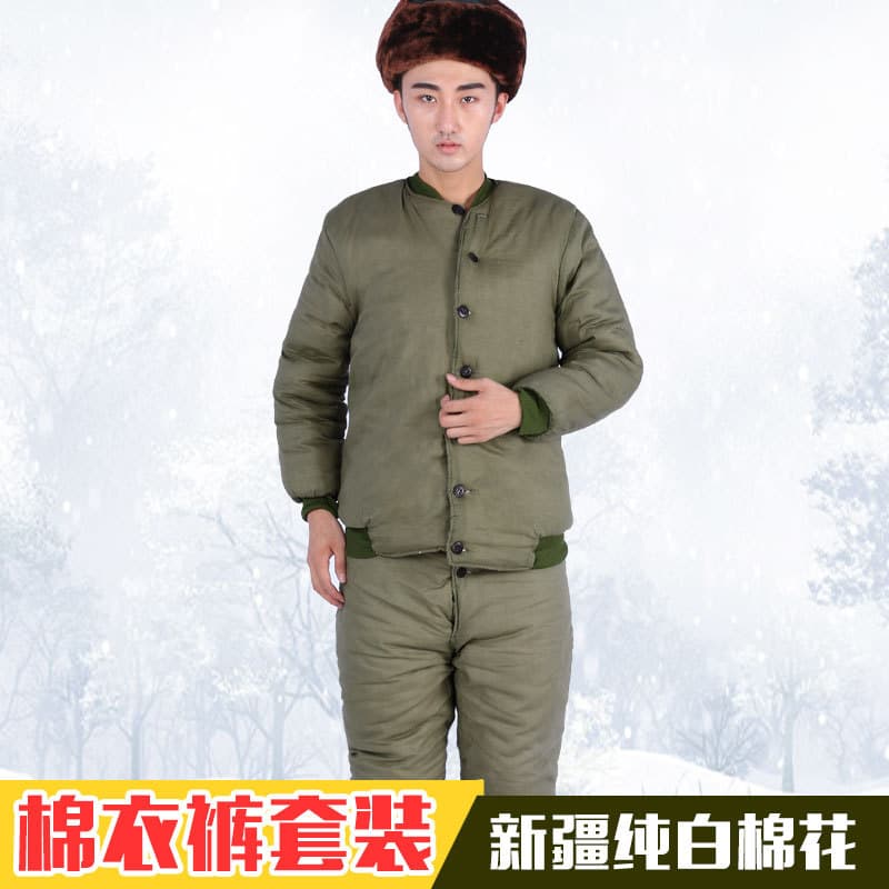 Jaqueta acolchoada militar terno casaco militar masculino jaqueta acolchoada de algodão puro engrossado calças acolchoad
