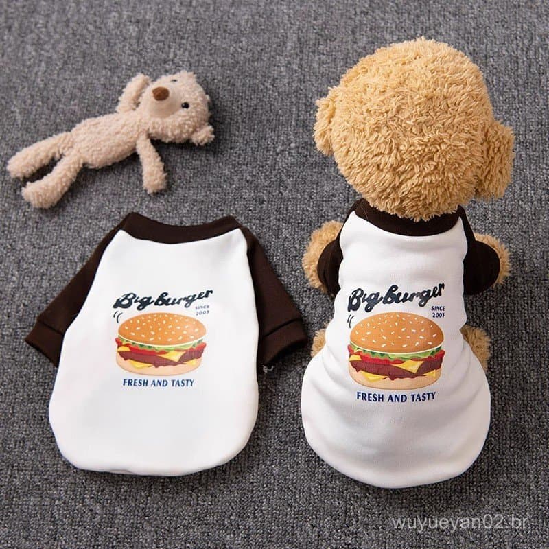 Cão de estimação 2024 novo estilo outono inverno Schnauzer Bichon roupas cor combinando hambúrguer mais veludo gatinho r