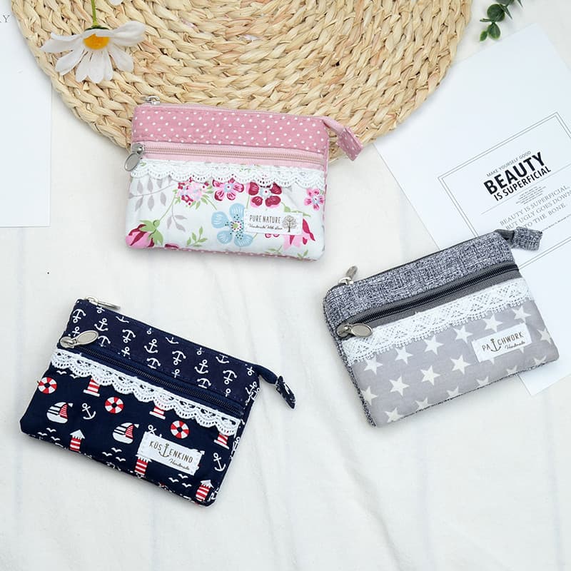 Saco de pano bonito bolsa de moedas Mini pequeno saco feminino embreagem pequena carteira Multi-compartimento portátil p