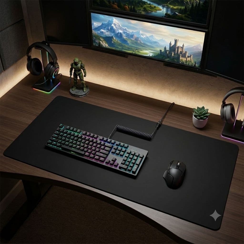 Mouse Pad Gamer Ergonômico com Apoio para Punho Antiderrapante e Confortável Preto