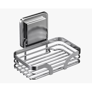 Saboneteira de Parede para Banheiro em Aço Inox Prateado Cromado, Sem Furo, Fixação Forte, Antiferrugem e Durável