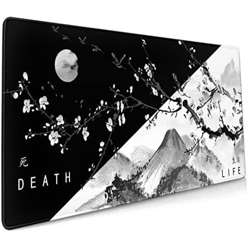 Mouse Pad Para Jogos Em Flor De Cerejeira Japonês Preto E Branco 31.5 x 11.8 Polegadas XL Rosa Sakura Cool Design Mousep