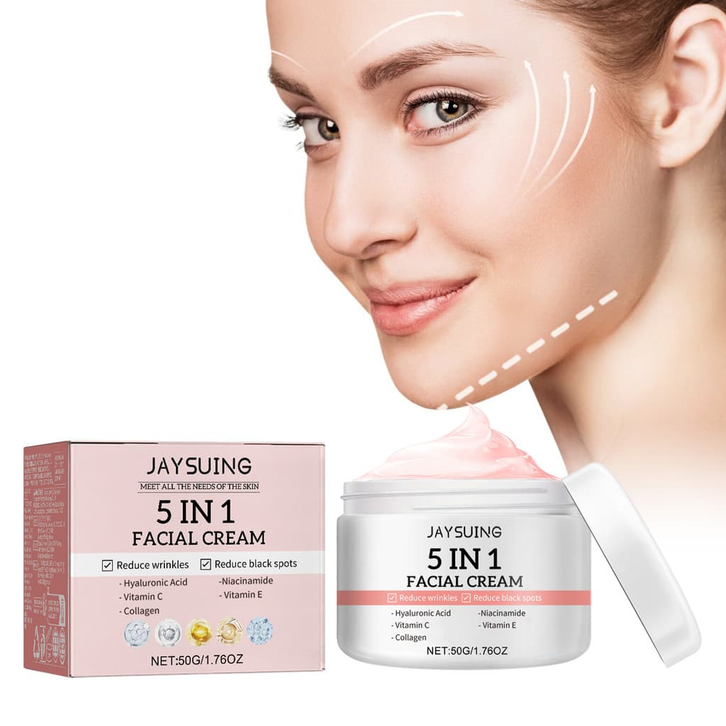 Jaysuing 5 em 1 Creme Firmador Firmador Antirrugas Hidratante Creme Antienvelhecimento para Pele Facial