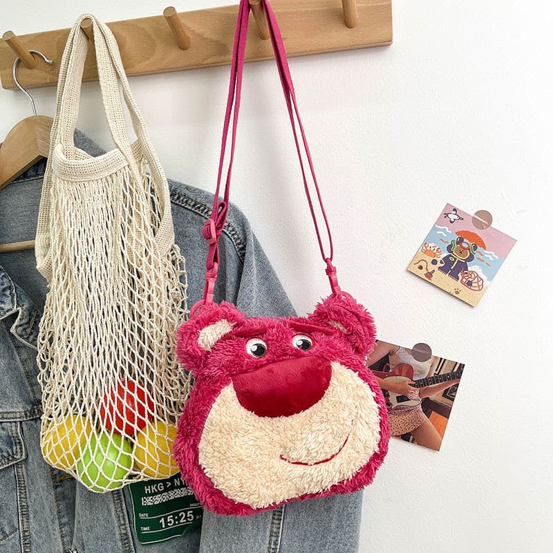 Menina bolsa de ombro bonito morango urso saco do mensageiro 2022 saco de boneca de pelúcia doce pequeno saco crianças d