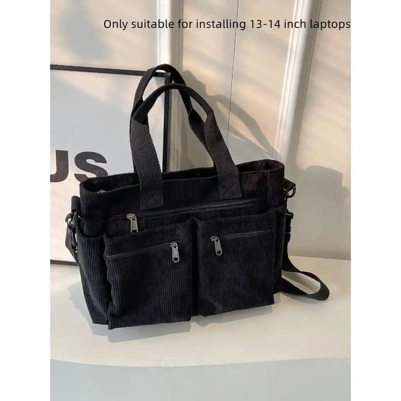 Bolsa Transversal Feminina Casual de Cor Sólida com Zíper, Grande Capacidade, Design com Múltiplos Bolsos, Bolsa de Ombr