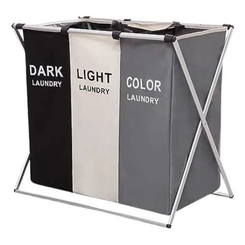 Cesto Dobrável De Roupas Aço Cromado Poliéster 65.5x40x59.5cm Variados
