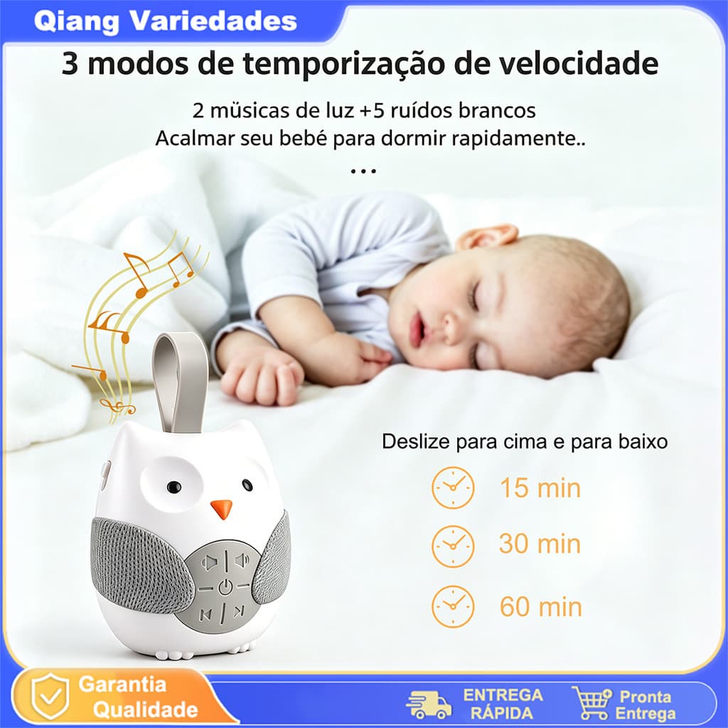 Móbile Coruja Para Berço Com Ruído Branco E Música Bebê