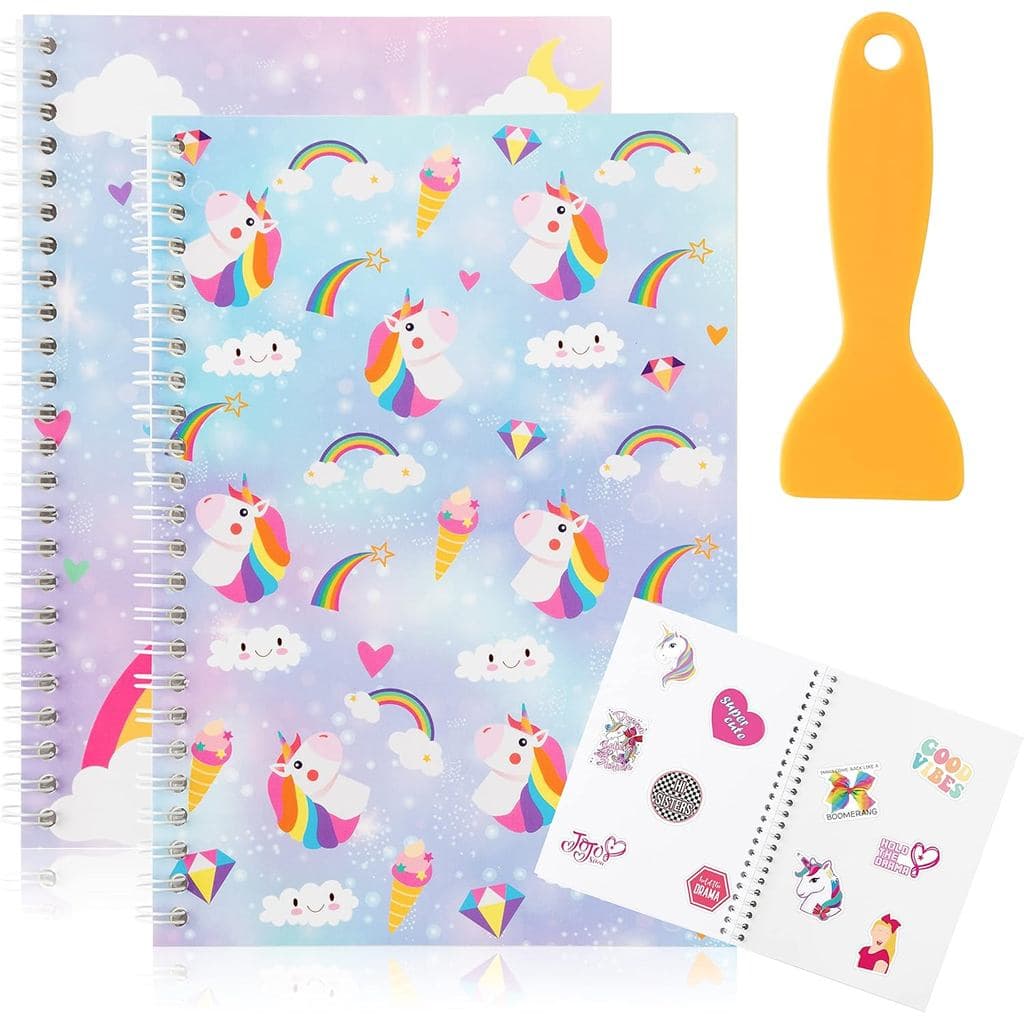 2 Peças de Álbum de Coleção de Adesivos de Cavalo Mágico com Espátula de Plástico, Livro Organizador de Adesivos Reutili
