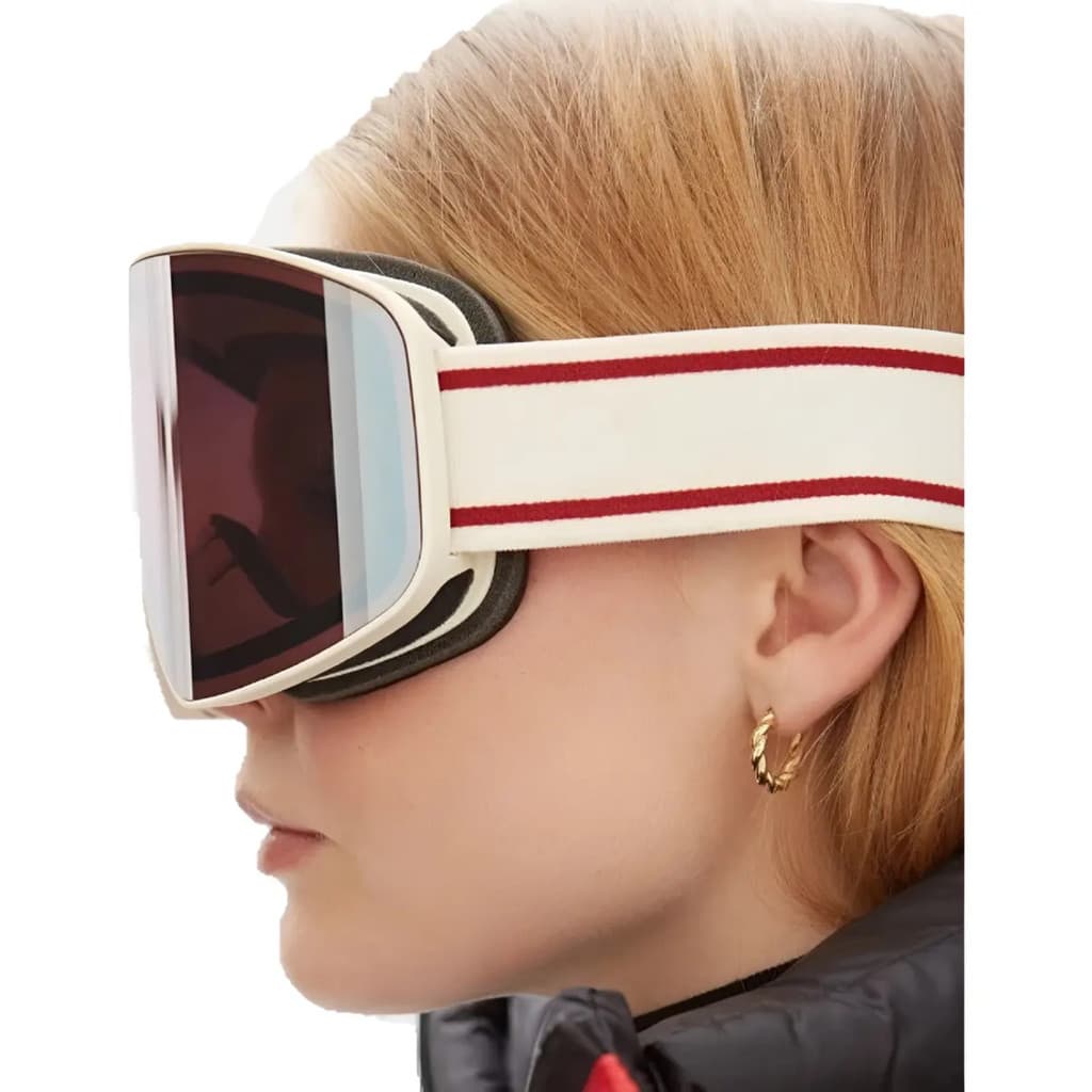 Óculos Ski Feminino Espelhado Neve Antifog Proteção Uv400 Bege