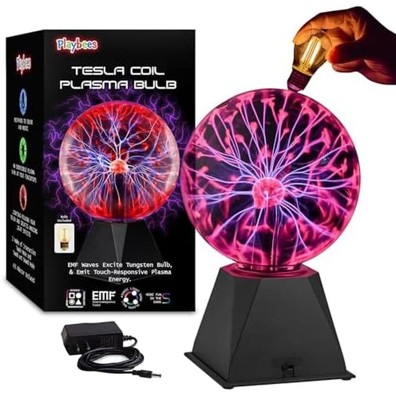Bola De Plasma Verde Playbees-7 Polegadas-Lâmpada De Bobina Tesla Eletricidade Estática Em Um Globo De Vidro Pressurizad