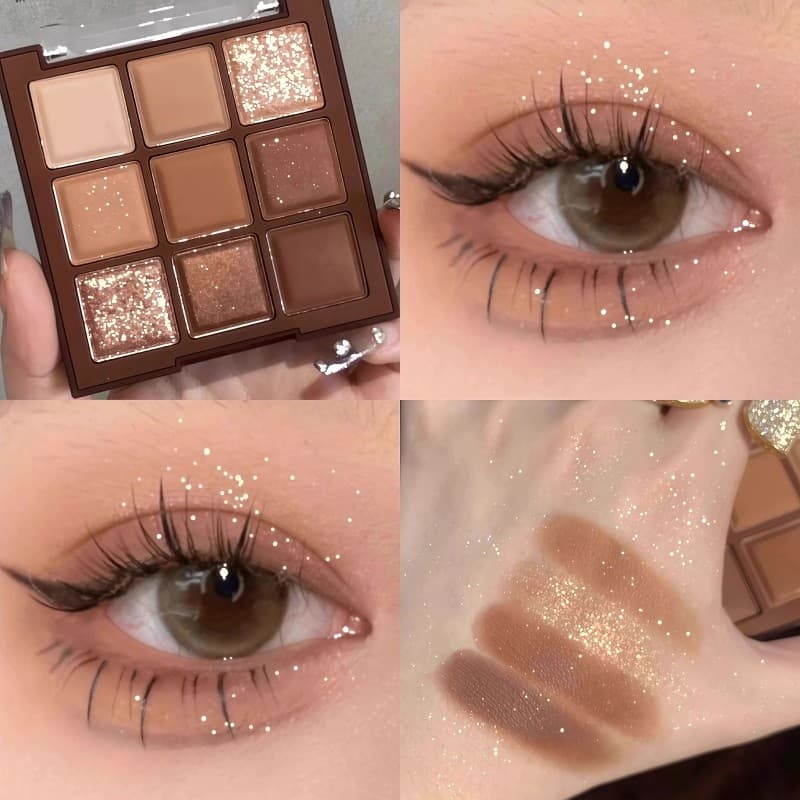 Paleta de sombras de Chocolate novo estilo lantejoulas de alto brilho fino brilho perolado cor terra marrom quente nove