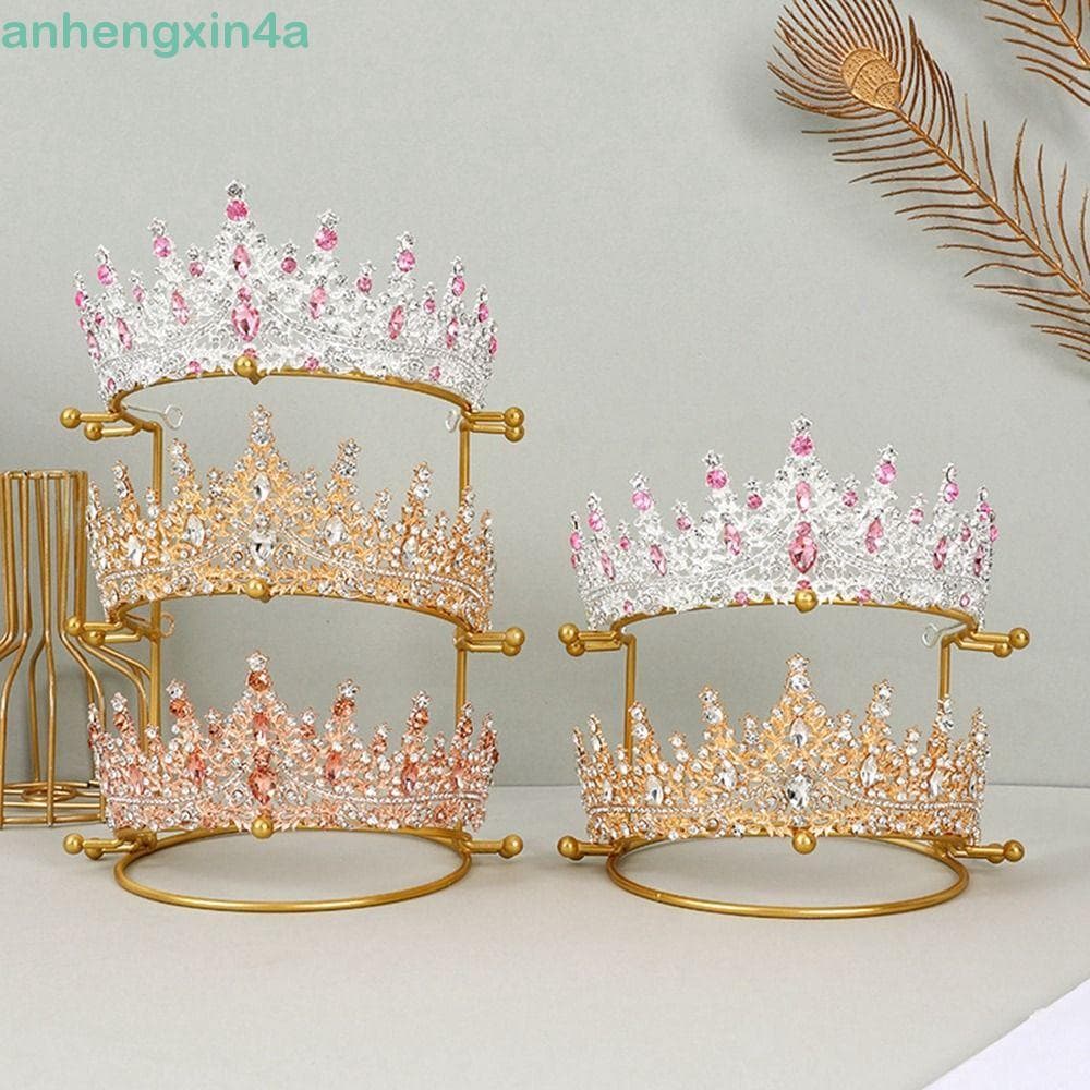 Suporte De Exibição De Coroa ANHENGXIN , De Três Camadas De Ferro , Rack Faixa De Cabeça Ouro