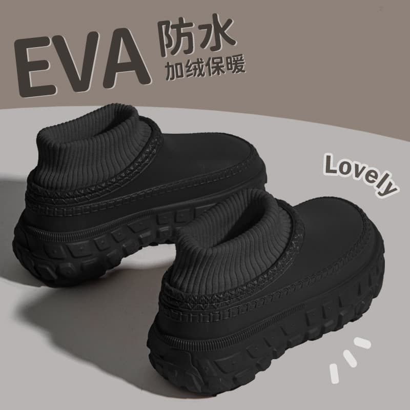 Eva saltou pneu inferior à prova dwaterproof água chinelos de algodão masculino outono inverno casais ao ar livre Wear A