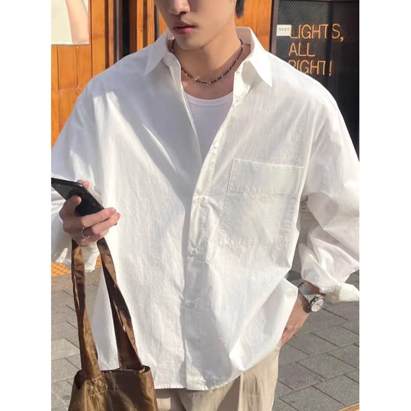 Preguiçoso solto sentir algodão linho enrugado pano camisa estilo namorado solto de manga comprida linho americano respi