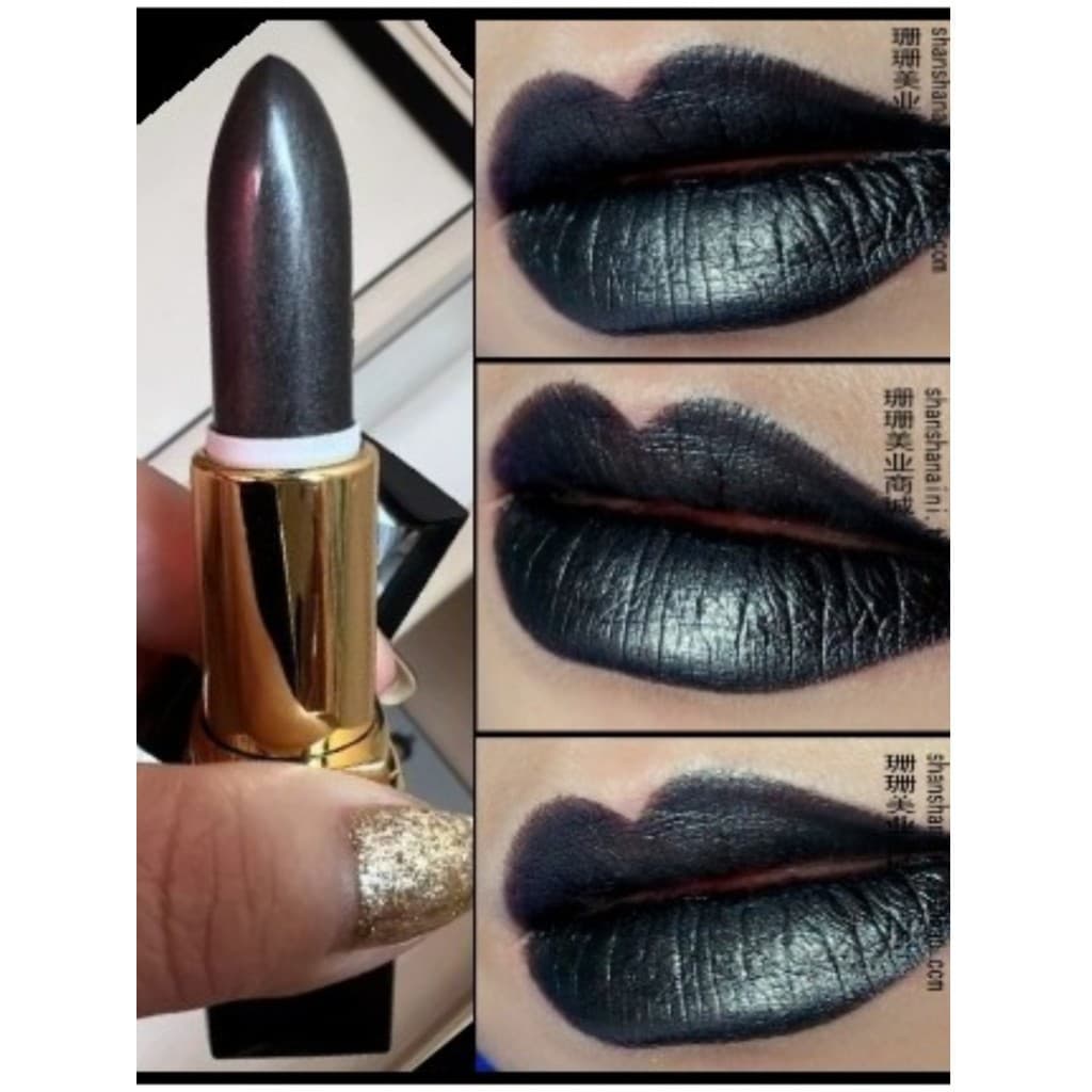 Frete grátis batom Metal prata cinza preto branco cobre marrom escuro Bronze café prata preto batom à prova d'água