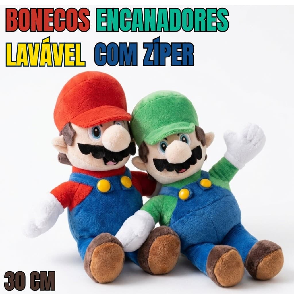 Pelúcia Boneco Encanador 30 CM Macio Lavável Com Zíper Antialérgico