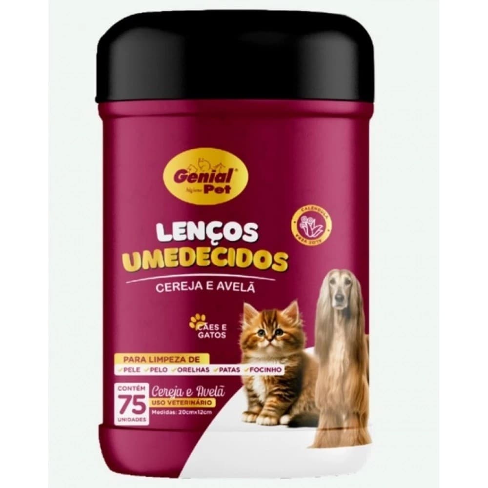 Lenços Umidecidos Para Banho Cães e Gatos Pet Cereja Avelã