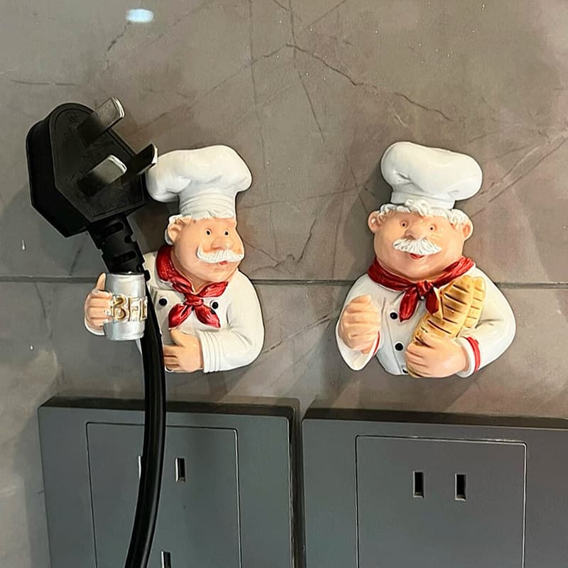 Cabo de alimentação armazenamento ferramenta útil dos desenhos animados Chef plug cabide forte pegajoso gancho interrupt