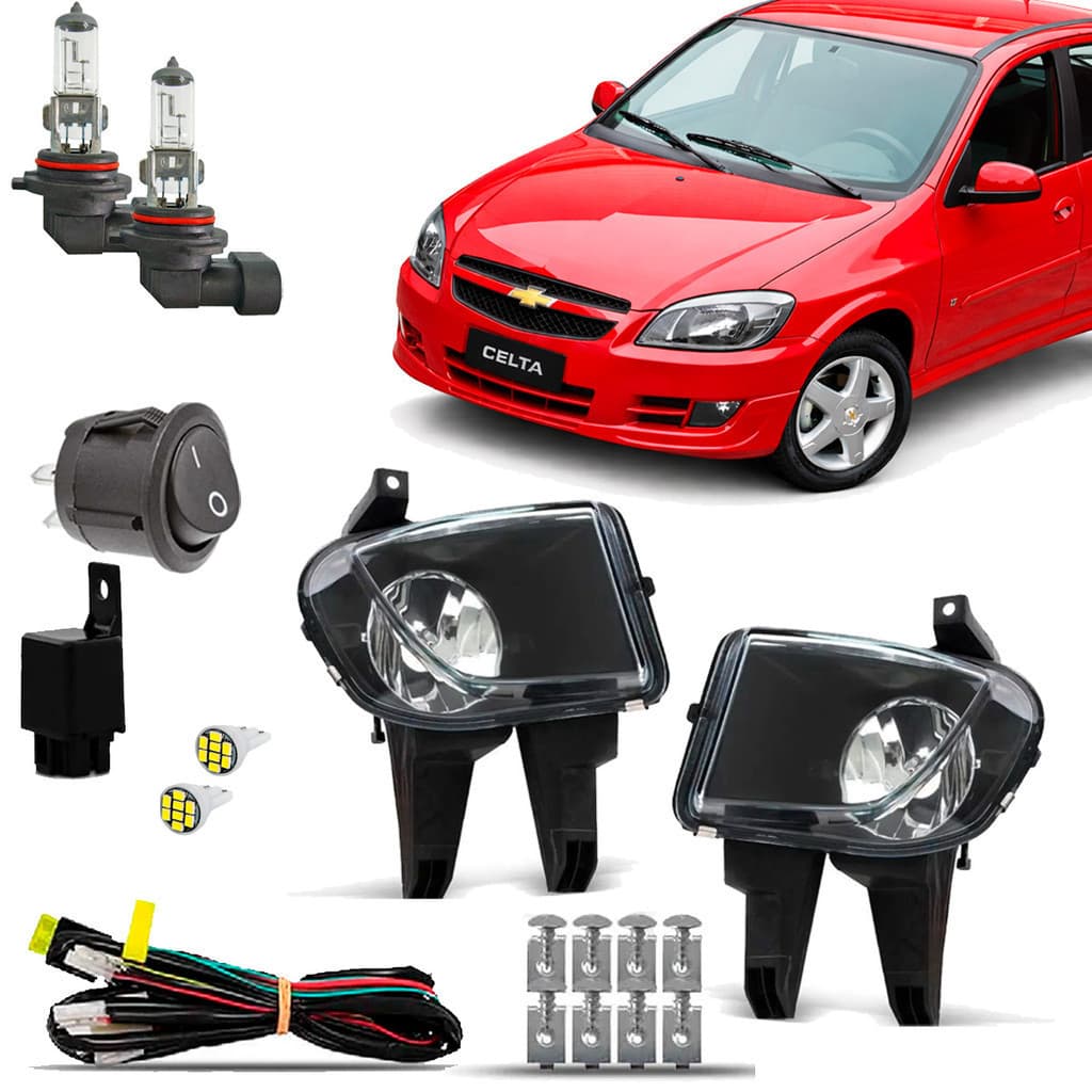 Kit Farol Milha Neblina Farolete Auxiliar Cibie Completo Celtinha Celta Prisma 2007 08 09 10 11 12 13 14 2015