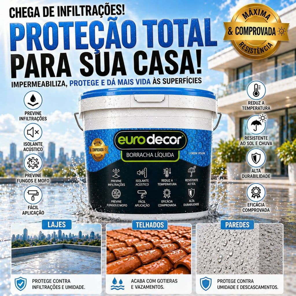 Borracha Líquida Premium 18kg 12kg ou 10kg Impermeabilizante Tinta Emborrachada Flexível